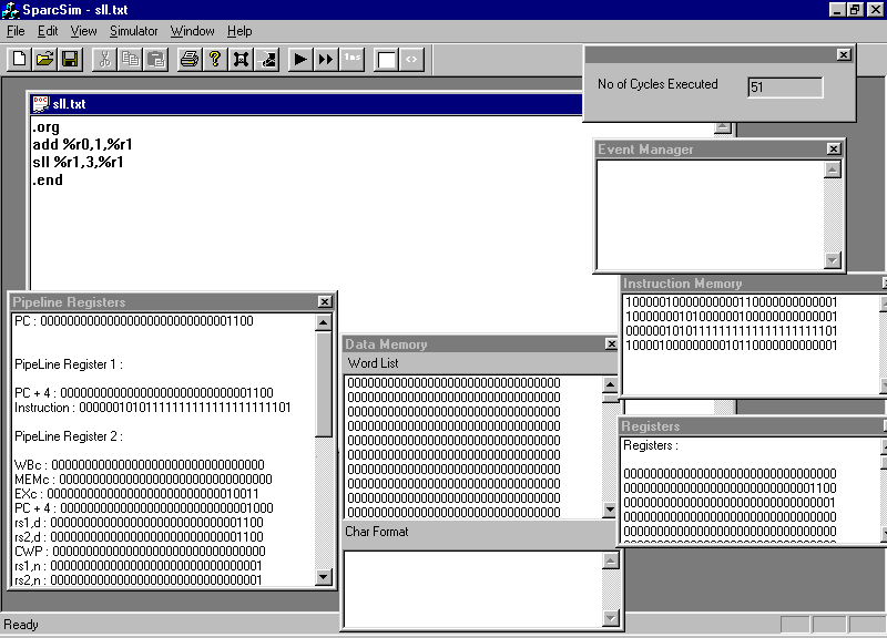 SPARC simulator window